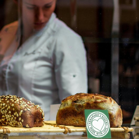 愛で作られたハートパーソナライズされた自家製グリーン ラウンドシール