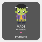 愛で作られたフランケンシュタインモンスターハロウィーン スクエアシール (正面)