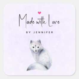 愛で作られたフローラ標識を持つ北欧キツネ スクエアシール