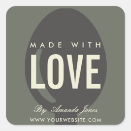 愛で作られたミニマルな灰色の木炭スプーンのシェフ スクエアシール