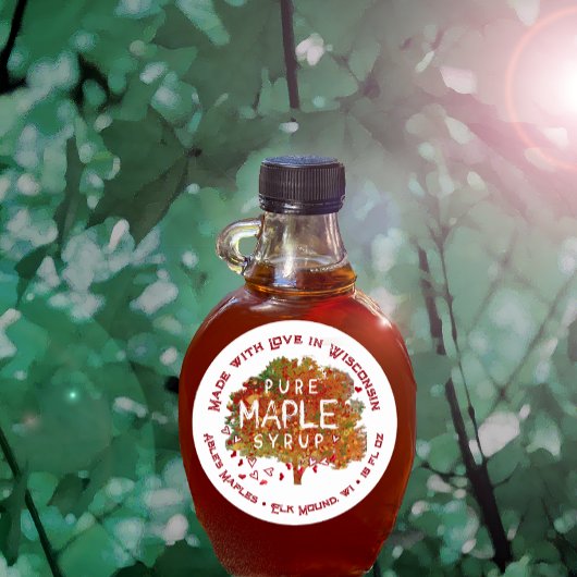 愛で作られたメイプルツリーとハートが州 ラウンドシール