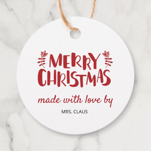 愛で作られたメリークリスマスクラシックラウンドラベル フェイバータグ (裏面)