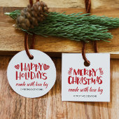 愛で作られたメリークリスマスクラシックラウンドラベル フェイバータグ