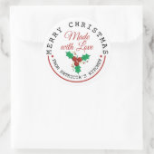 愛で作られたメリークリスマスホリーベリー ラウンドシール (バッグ)