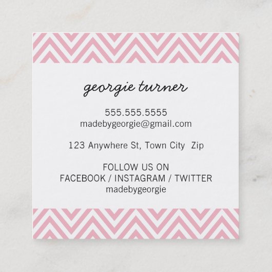 愛で作られた可愛い包装シボロンブラックピンク スクエア名刺 (裏面)