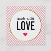 愛で作られた可愛い包装シボロンブラックピンク スクエア名刺 (正面)