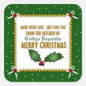 愛で作られた気高いクリスマス(緑) スクエアシール (正面)