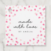 愛で作られた点在するピンクのハート紙吹雪 フェイバータグ (正面)