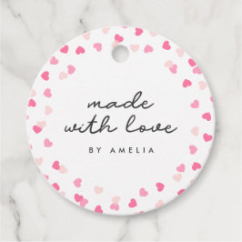 愛で作られた点在するピンクのハート紙吹雪 フェイバータグ