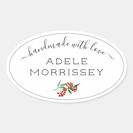 愛で作られた独自の水彩フローラを作成 楕円形シール (正面)