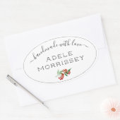 愛で作られた独自の水彩フローラを作成 楕円形シール (封筒)