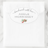 愛で作られた独自の水彩フローラを作成 楕円形シール (バッグ)