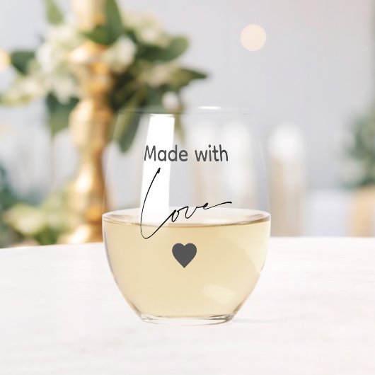 愛で作られた白黒の茎のないワイングラス ステムなしワイングラス (インサイチュ (ウェディング))