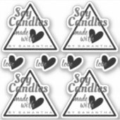 愛で作られた白黒ハートしょうゆろうそく シール (正面)