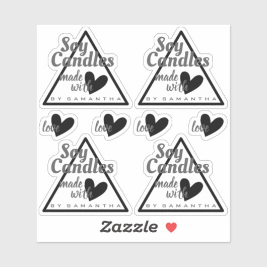 愛で作られた白黒ハートしょうゆろうそく シール (シート)