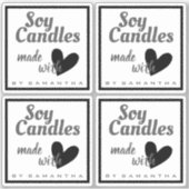 愛で作られた白黒ハートしょうゆろうそく シール (正面)