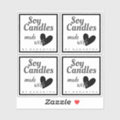 愛で作られた白黒ハートしょうゆろうそく シール (シート)