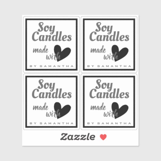 愛で作られた白黒ハートしょうゆろうそく シール (シート)