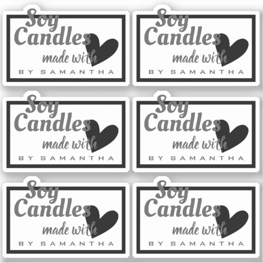 愛で作られた白黒ハートしょうゆろうそく シール (正面)