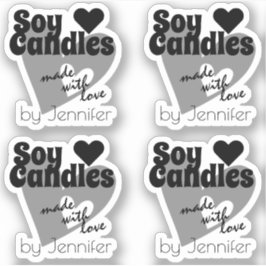 愛で作られた白黒ハートしょうゆろうそく シール