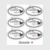 愛で作られた白黒ハートしょうゆろうそく シール (シート)