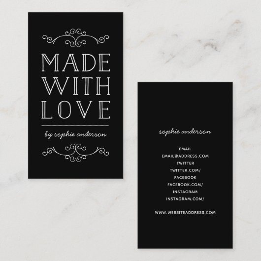 愛で作られた編集可能なカラー 名刺 (正面/裏面)