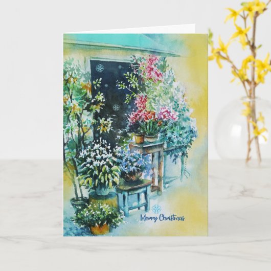 愛で作られた美しいフローラクリスマスカード カード (黄色い花)