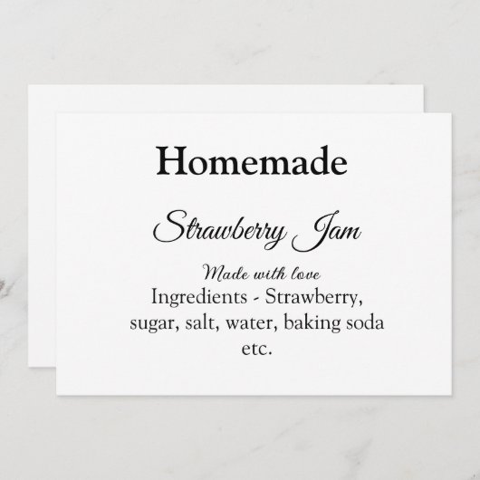 愛で作られた自家製ストロベリージャム文字 招待状 (正面/裏面)