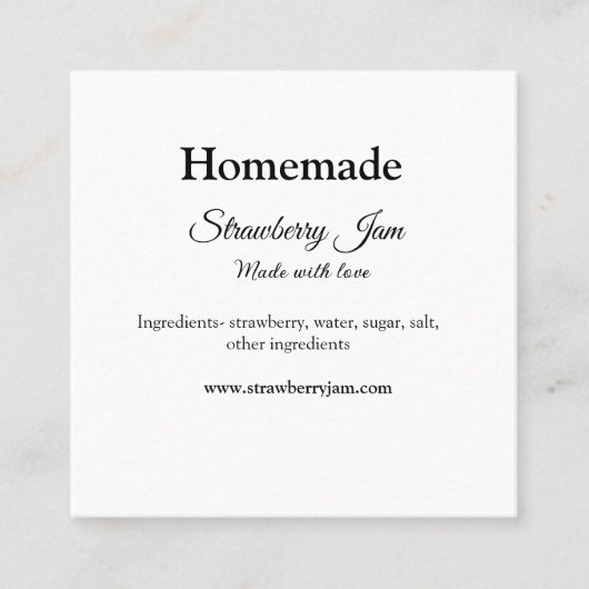 愛で作られた自家製ストロベリージャム追加文字我々 スクエア名刺 (正面)