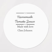 愛で作られた自家製トマトソース追加の名前文字 ラベル (デザイン2)