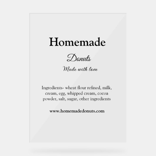 愛で作られた自家製ドーナツ追加文字サイト アクリルサイン (正面)