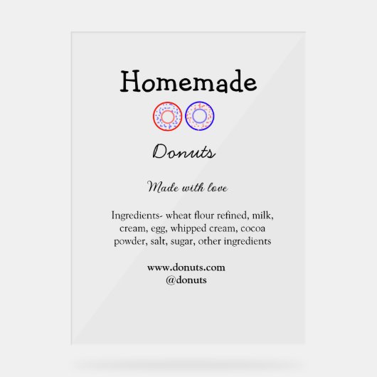 愛で作られた自家製ドーナツ追加文字サイト アクリルサイン (正面)