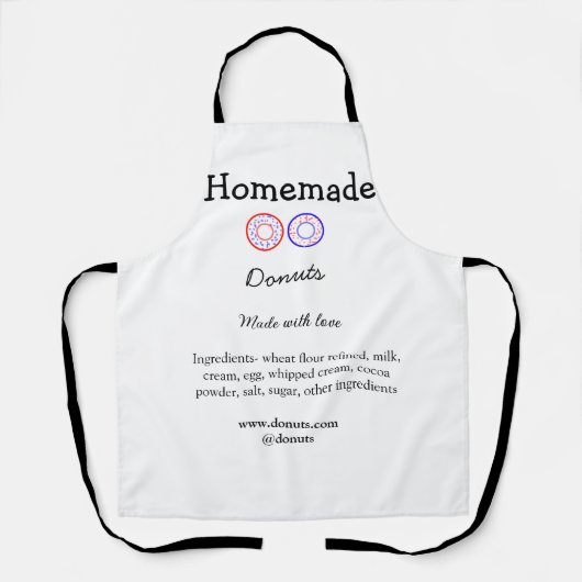 愛で作られた自家製ドーナツ追加文字サイト エプロン (正面)