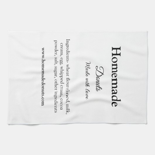 愛で作られた自家製ドーナツ追加文字サイト キッチンタオル (横)