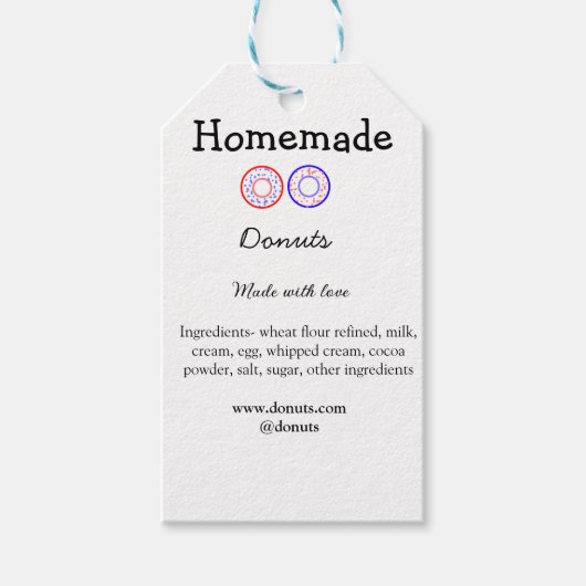 愛で作られた自家製ドーナツ追加文字サイト ギフトタグ (正面)