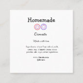 愛で作られた自家製ドーナツ追加文字サイト スクエア名刺 (裏面)