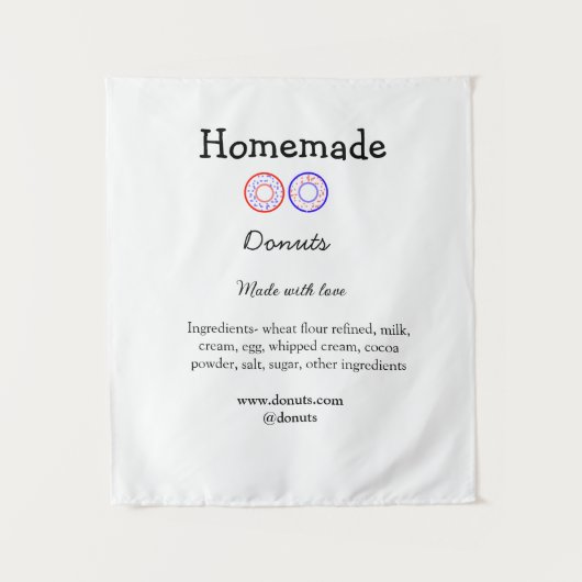 愛で作られた自家製ドーナツ追加文字サイト タペストリー (正面)