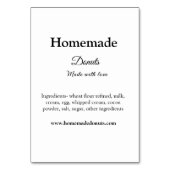 愛で作られた自家製ドーナツ追加文字サイト テーブルナンバー (裏面)