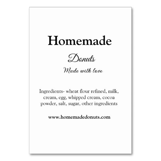 愛で作られた自家製ドーナツ追加文字サイト テーブルナンバー (正面)