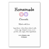 愛で作られた自家製ドーナツ追加文字サイト テーブルナンバー (裏面)