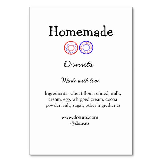 愛で作られた自家製ドーナツ追加文字サイト テーブルナンバー (正面)