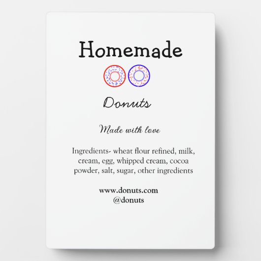 愛で作られた自家製ドーナツ追加文字サイト フォトプラーク (正面)