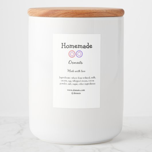 愛で作られた自家製ドーナツ追加文字サイト フードラベル (正面)