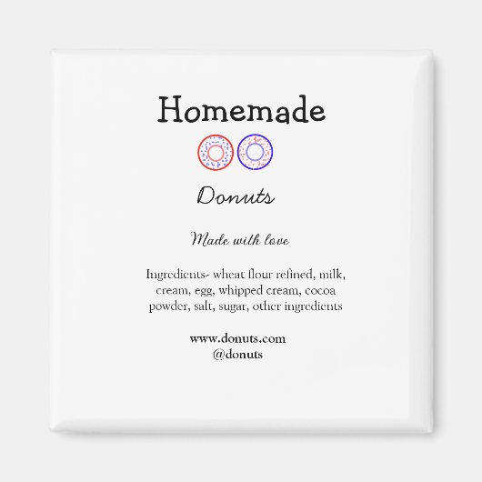 愛で作られた自家製ドーナツ追加文字サイト マグネット (正面)