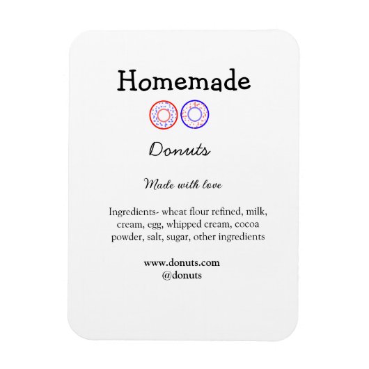 愛で作られた自家製ドーナツ追加文字サイト マグネット (縦)