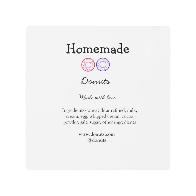 愛で作られた自家製ドーナツ追加文字サイト メタルプリント (正面)