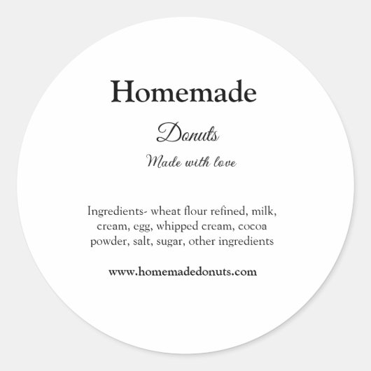 愛で作られた自家製ドーナツ追加文字サイト ラウンドシール (正面)
