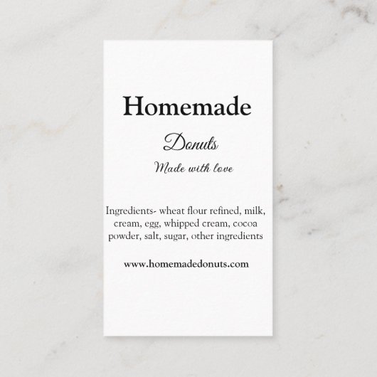 愛で作られた自家製ドーナツ追加文字サイト 名刺 (裏面)