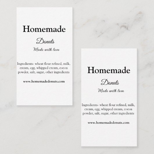 愛で作られた自家製ドーナツ追加文字サイト 名刺 (正面/裏面)