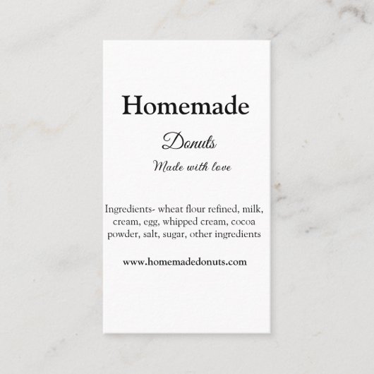 愛で作られた自家製ドーナツ追加文字サイト 名刺 (正面)